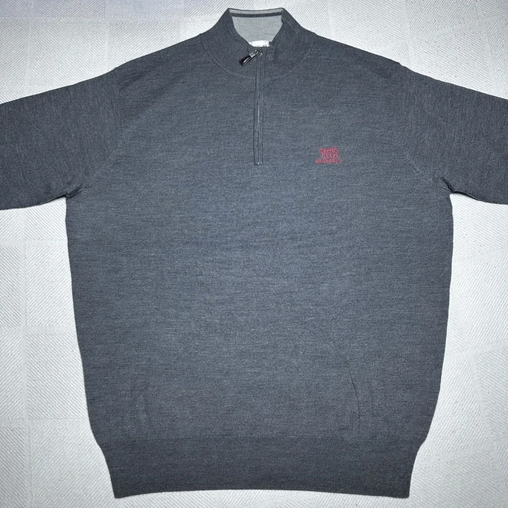 Peter Millar 1/4 Zip Sweater Mens Large Merino Wool Silk Muirfield Golf Scotland